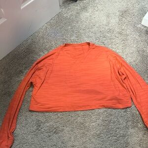 Lulu Lemon Orange long sleeve workout shirt crop top